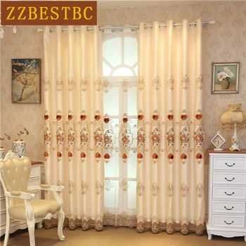

New classical embroidered curtains for the villa's living room with luxurious Viole Curtain for the bedroom kitchen