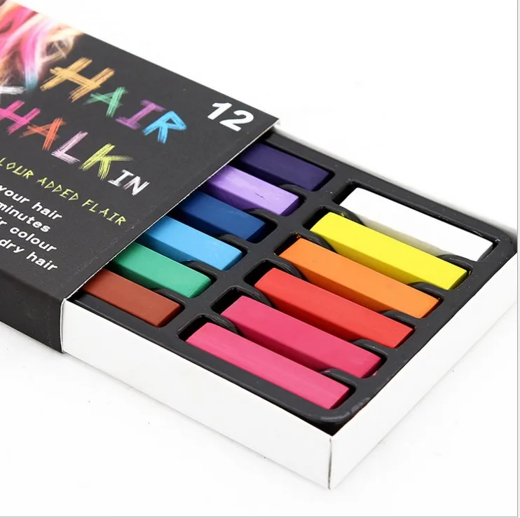 12 colors disposable non-toxic color chalk hair dye soft pencil beauty dye fit party holiday show DIY hairstyle
