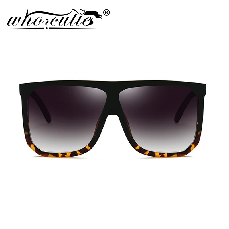 Who Cutie, негабаритные солнцезащитные очки-авиаторы для женщин, фирменный дизайн, черепаховая оправа, плоский верх, модные тонкие солнцезащитные очки, оттенки OM753