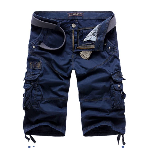 HOT 2019 Summer Washing Multi Pocket Patch Cargo Overalls Knee Length shorts straight Cotton Casual tactical military shorts Men