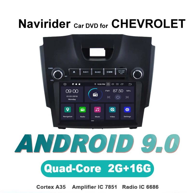 Discount touch screen OTOJETA Android 9.0 car dvd player FOR CHEVROLET S10 HU car accessories gps Multimedia radio tape recorder Stere 0
