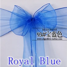 Королевский синий цвет стул Пояса Кристалл из органзы Свадебная вечеринка украшение бантом снег шелковой органзы Sash группа