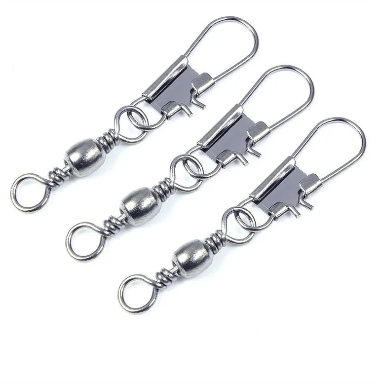 

10pcs/LOT Barrel Swivels Rolling Swivels with Nice Snap fishing Hook Solid Ring LB Lures Connector Rings Fishing Hook