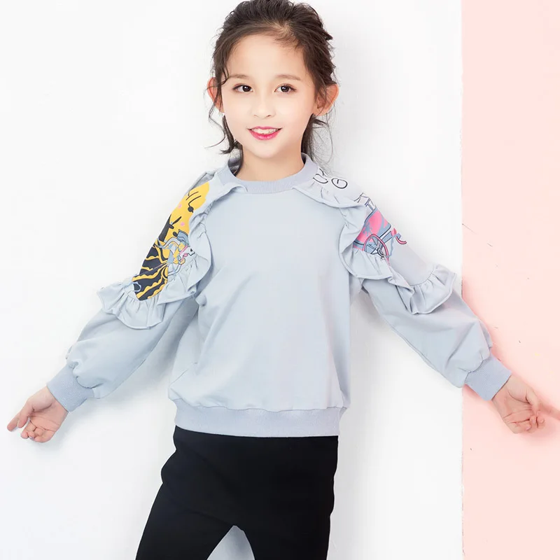 

Girls clothes kidsT shirt 2019 spring and autumn new long-sleeved cotton 3-10 cartoon round neck children's clothing