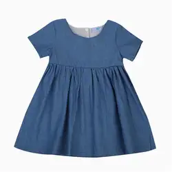 Вечерние джинсовые платья трапециевидной формы для новорожденных детей и девочек; Сарафан для маленьких девочек; повседневные короткие