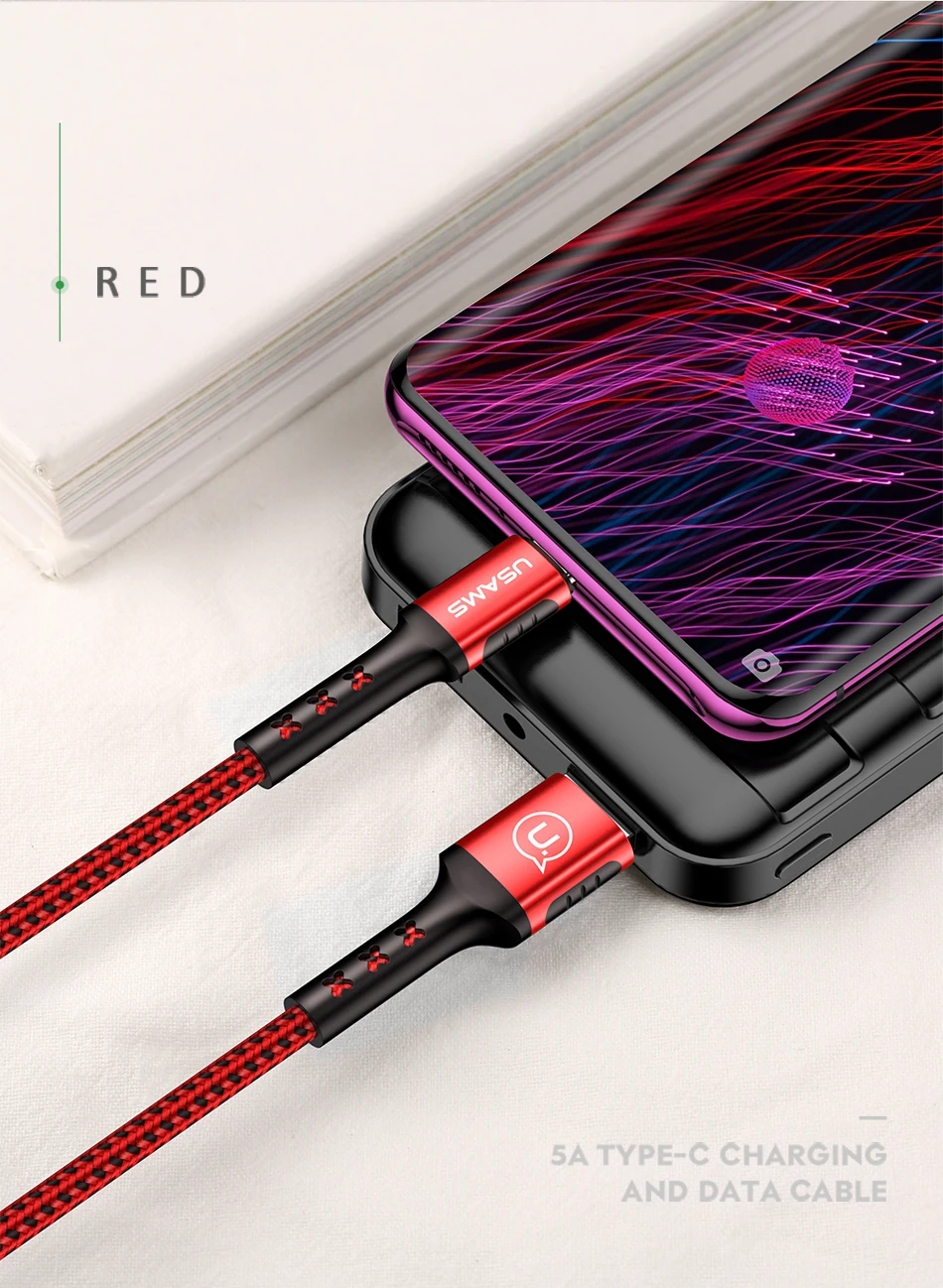 5А флэш-кабель для зарядки типа C для huawei OPPO, USAMS QC USB C кабель для передачи данных SR Плетеный Быстрый зарядный usb-кабель для samsung LG