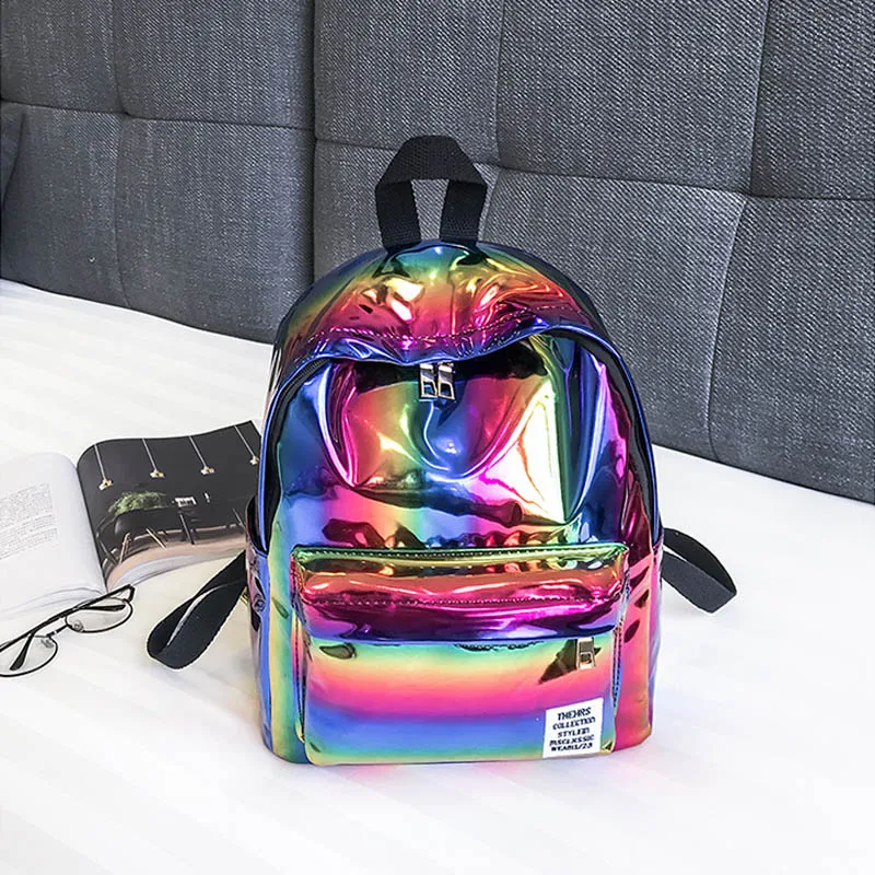 Голографический Блестящий женский рюкзак для девочек, школьная сумка, серебристый рюкзак для книг, рюкзак для колледжа, Mochilas Mujer XA398WB