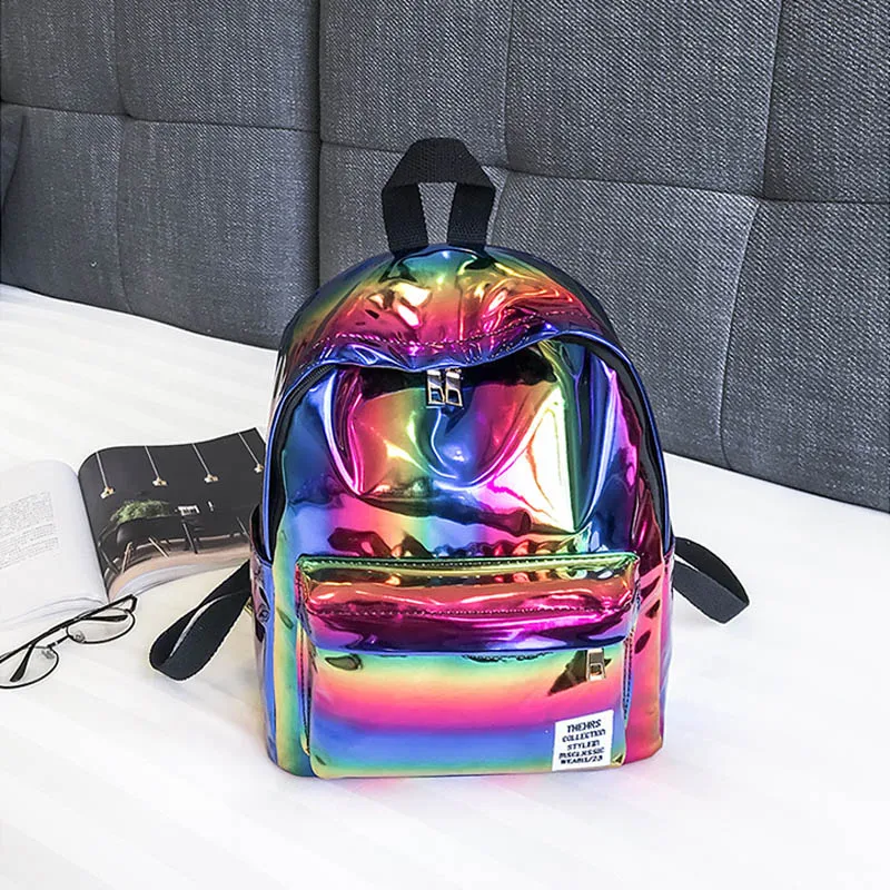 Brillo holográfico mochila para Mujer mochila para las chicas de la escuela láser de plata libro mochila la universidad mochila Mochilas Mujer 2018 XA398WB