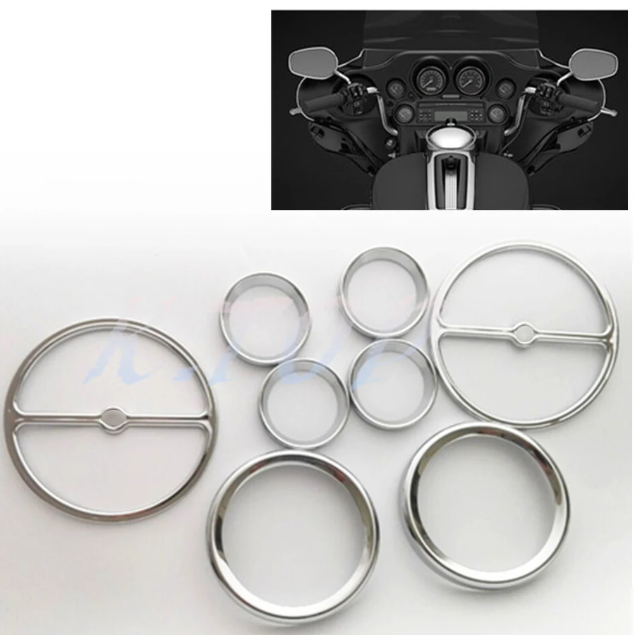 Chrome 6x Speedometer Gauges Bezels With 2x Horn Cover Fit For Harley