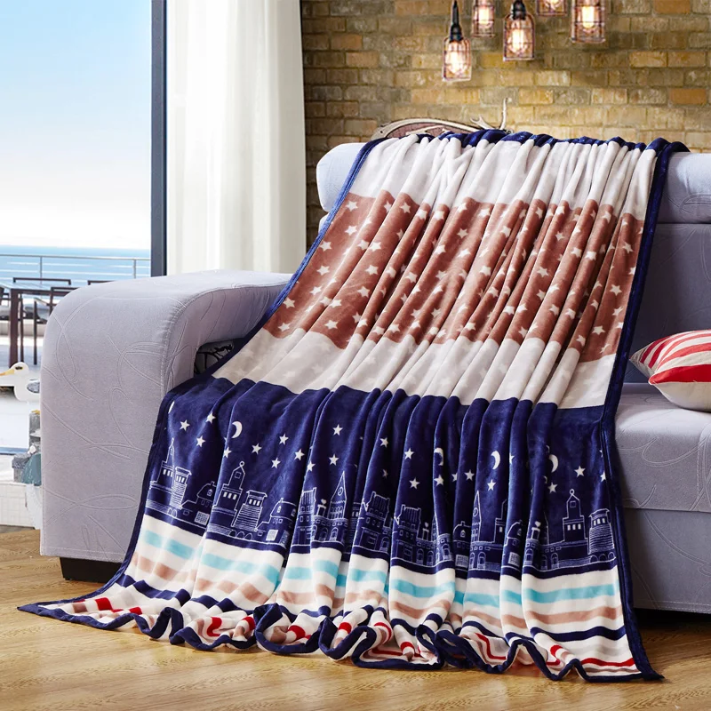 

Stripe bedspread blanket 200x230cm High Density Super Soft Flannel Blanket to on for the sofa/Bed/Car Portable Plaids