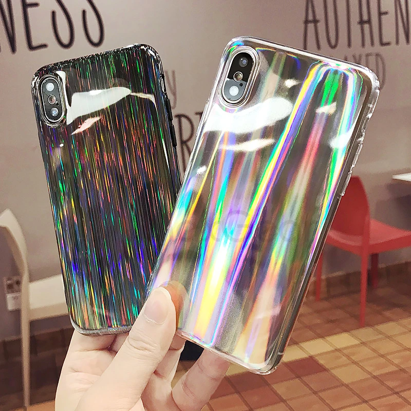 

10 PCS Luxury Glitter Phone Case for iphone XS mas 6.5 Cool Laser Shining Case For iphone 7 6S Plus Soft TPU Silicone Cover