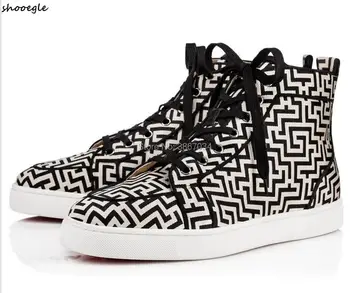 

SHOOEGLE Homme Chaussures Men High Top Sneakers White Black Mixed Flats Shoes Lace Up Sneakers Top Quality Shoes Men