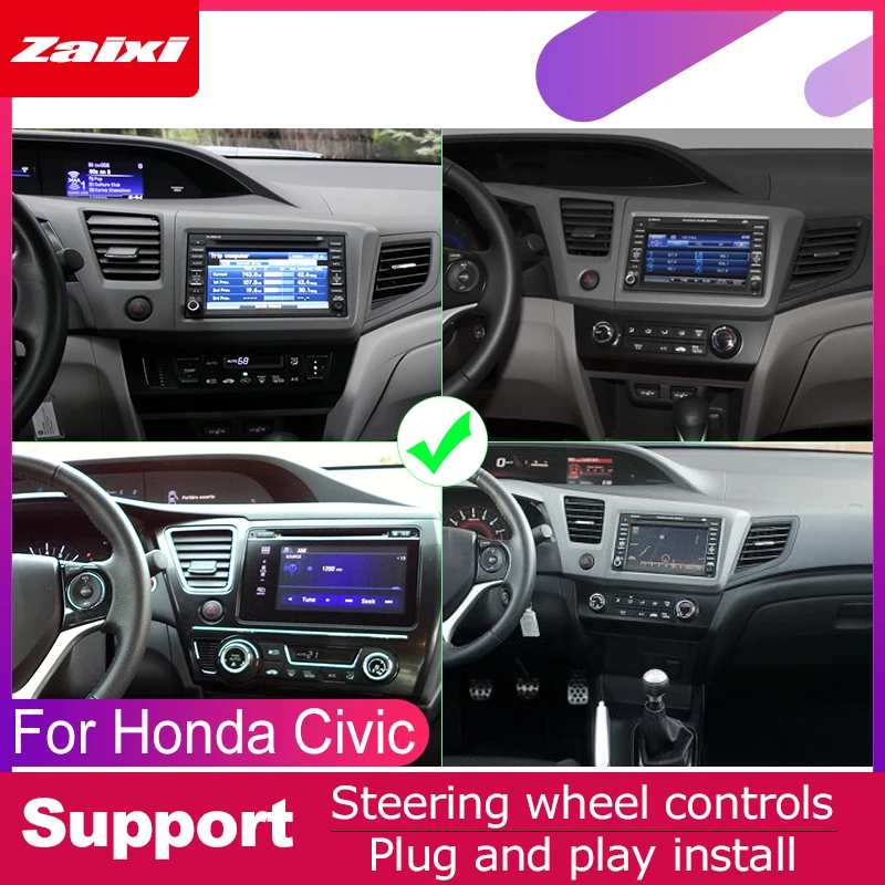 Excellent ZaiXi android car dvd gps multimedia player For Honda Civic 2012~2015 car dvd navigation radio video audio player Navi Map 5