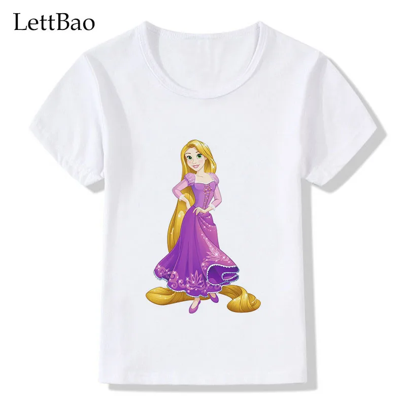 Детская футболка с принтом «Русалка Жасмин»; летняя хлопковая футболка с короткими рукавами и круглым вырезом; футболка для маленьких девочек; одежда для детей - Цвет: 519759