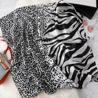 2024 Lovely Animal Leopard Zebra Pattern Silk Scarf Lady High Quality Print Shawls and Wraps Pashmina Stole Hijab Snood 180*90Cm 1