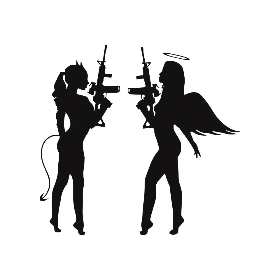 Cunymagos Sexy Angel Face Devil Girl Car Stickers Vinyl Decals Covering The Body BlackSilver Car Styling Car Decal Stickers 17.316 (5)