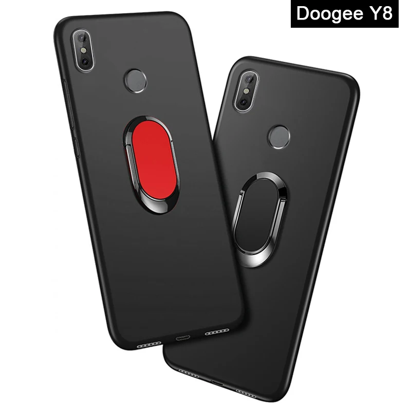 Doogee Y8 чехол для телефона Doogee Y8 чехол Роскошный 6,08 дюймов мягкий черный силиконовый магнитный автомобильный держатель кольцо Coque Для Doogee Y8 чехол s