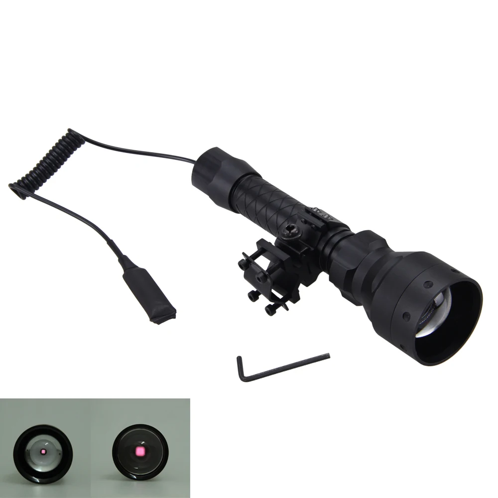 Tocha de Longo Infravermelha + 25mm Caça Alcance Lanterna Rifle Montagem Interruptor Pressão Remoto 2 Pcs Bateria Carregador 850nm ir 3 Esporte e Lazer