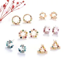 UMODE корейский Ins маленький цветок серьги гвоздики для женщин девочек 925s булавки иглы серьги милые модные жемчужные золотые ювелирные изделия