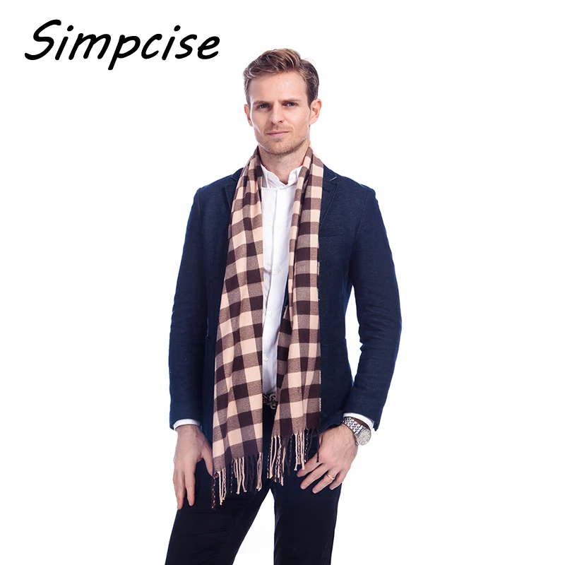 mens knit scarf Winter soft warm man scarf fashion Unisex scarfs classical tartan scarf warm cashmere scarves A3A17528 men's scarves & shawls