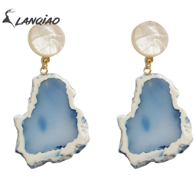 

Simple Personality Street Snap Fashion No Hole Resin Ear Cuff Earring Girl Joker Personality Students Chic Blue Druzy Earings