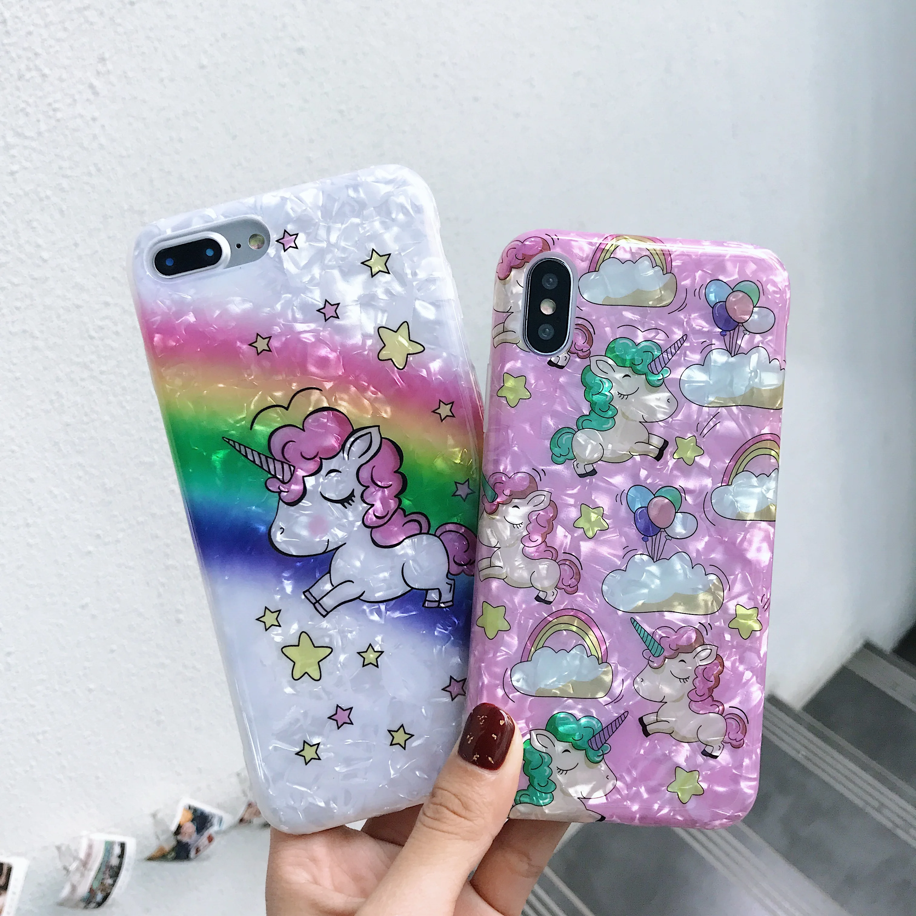 

PIXIU Lovely Unicorn Case For iPhone 6 6S 7 8 Plus Silicone Rainbow Pattern iPhone case For XR X XS MAX