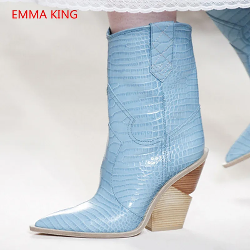 

Autumn Winter Fashion Ankle Boots For Women Pointed Toe Slip On High Heels Ladies Martin Boots 2019 New Wedges Shoes Botas Mujer
