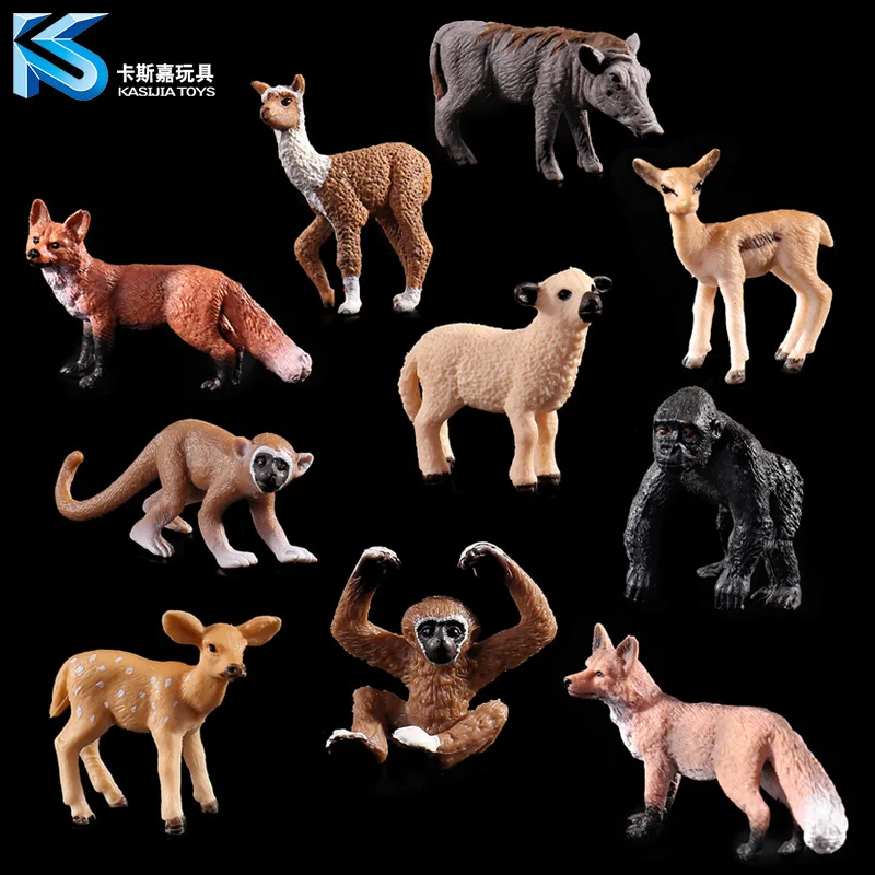 

Wild animal model solid simulation of children's toys 10 optional Fox alpaca deer orangutan