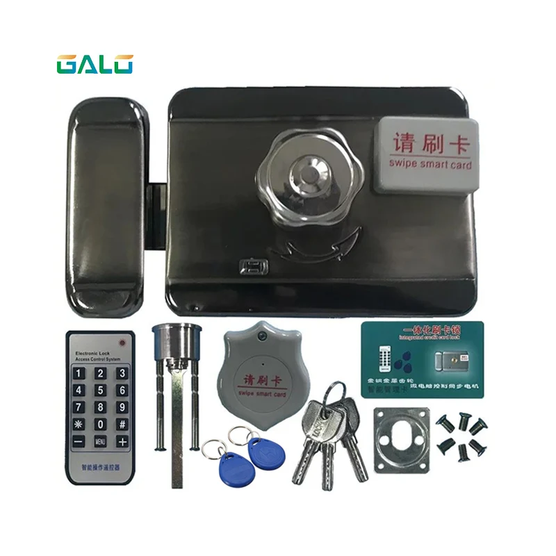 Electronic RFID Door Gate Lock/Smart Electric Strike Lock Magnetic Induction Door Entry Access Control System with 15 tags