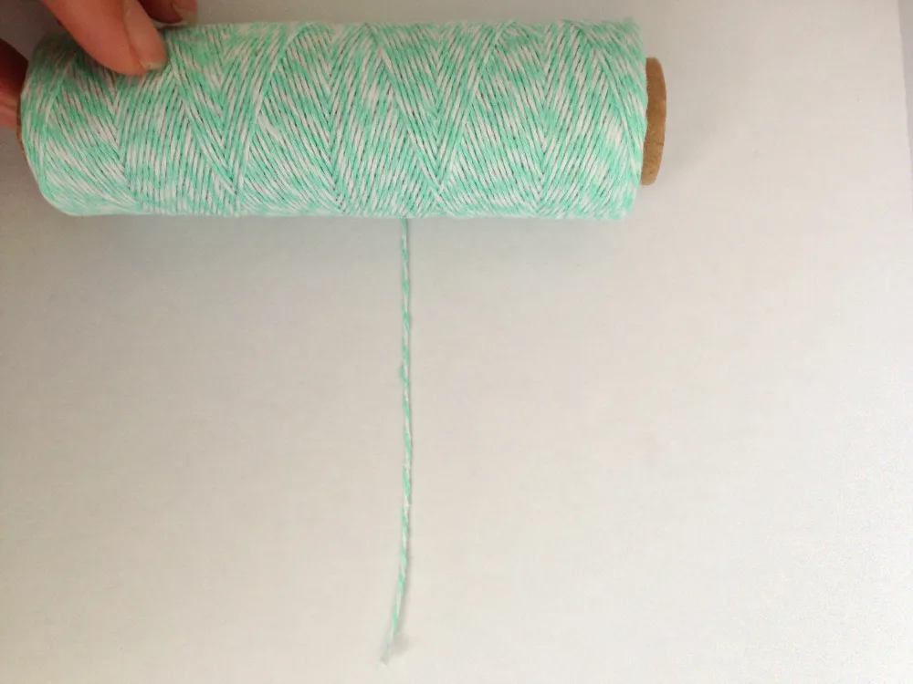 

lowest! 100% natural cotton rope 4ply (100Yards) 1pcs thin Bakers twine color baker twine aqua mint gold cotton string color