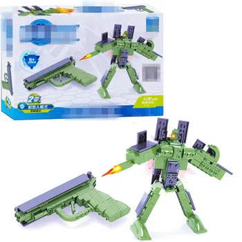 

112Pcs 2 IN 1 DIY Building Blocks Toys Gun Desert Eagle Assembly Toy Transformation Robot Educational toys for Children