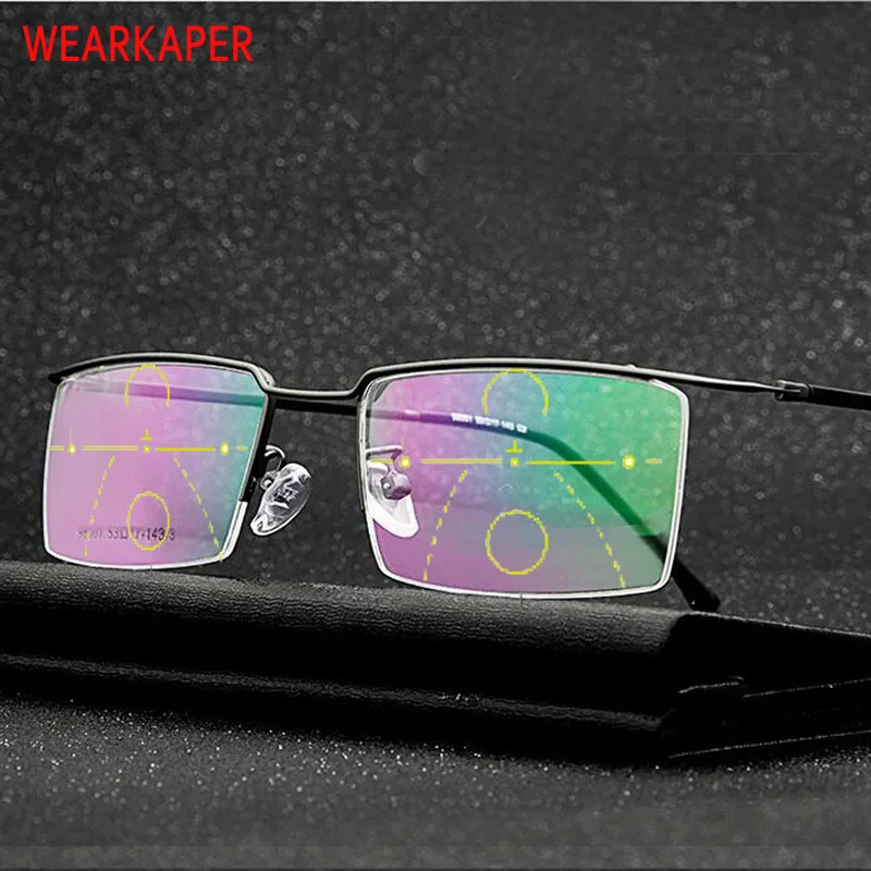 

WEARKAPER Ultralight Half F Smart zoom Titanium Progressive Multifocal Reading Glasses Men Women Presbyopia Hyperopia