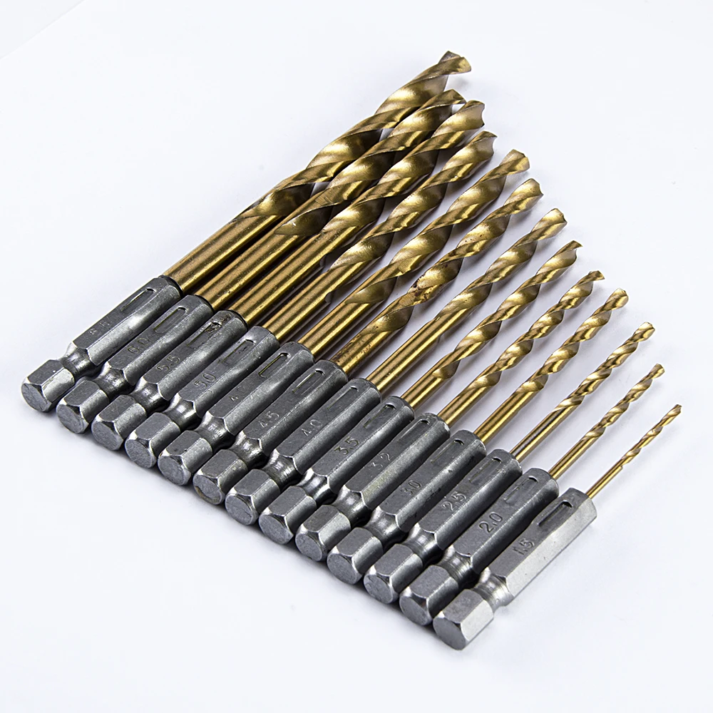 SSOOGTECH HSS 13pcs Hex Shank High Speed Steel Quick Change Titanium