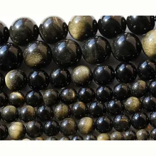 Со скидкой, натуральный Золотой обсидиан класса А, круглые бусины с россыпью камня 3-18 мм, подходят для ювелирных изделий DIY ожерелья или браслеты 1" 02665