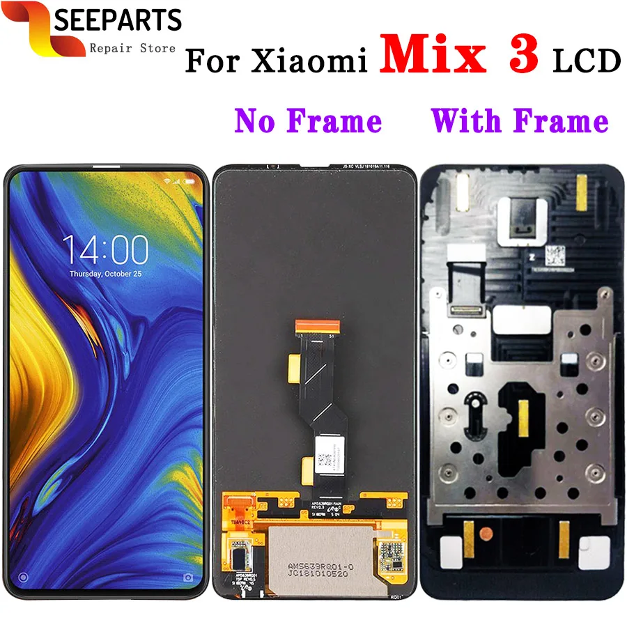 ЖК дисплей Amoled/TFT для Xiaomi Mix 3 сенсорный экран с дигитайзером в сборе и рамкой Mi Mix3
