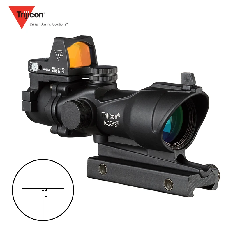 Trijicon ACOG 4x32 оптический прицел для охоты охотничий прицел Airsoft с доктера Mini черный областей в красный горошек лазерный прицел Сенсор Chasse