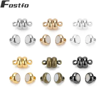 

Fostfo 10pcs/set 7mm Diameter Oblate Magnetic Clasps For Leather Cord Bracelet Necklace Diy Jewelry Making 6 Color Can Choose