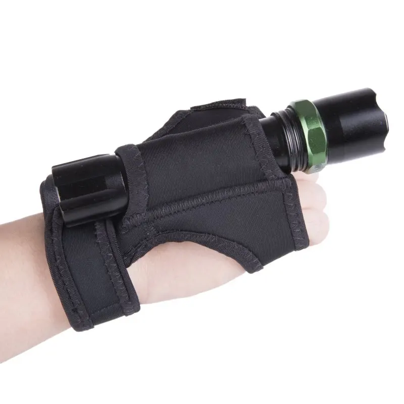 Diving Flashlight Holder Underwater Scuba Diving Dive LED Torch Flashlight Holder Soft Black Neoprene Hand Arm Mount Wrist Strap Glove Hand Free