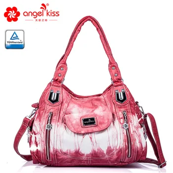 

Angelkiss Women Casual Handbag Top Handle Satchel Shoulder Bag Hipster Batik Crossbody Bag with Free Gift