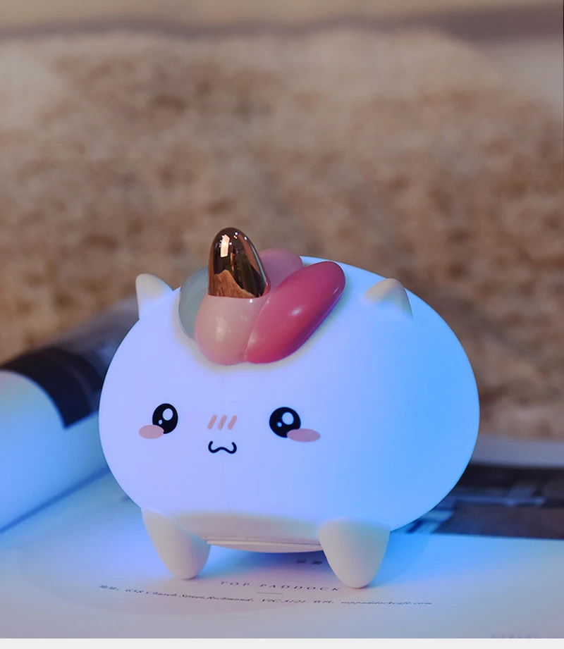 Unicorn Silicone LED Night Light Touch Sensor Baby Light Warm Lighting for Kid Bedroom Decorate Night Lamps Birthday Gift (2)
