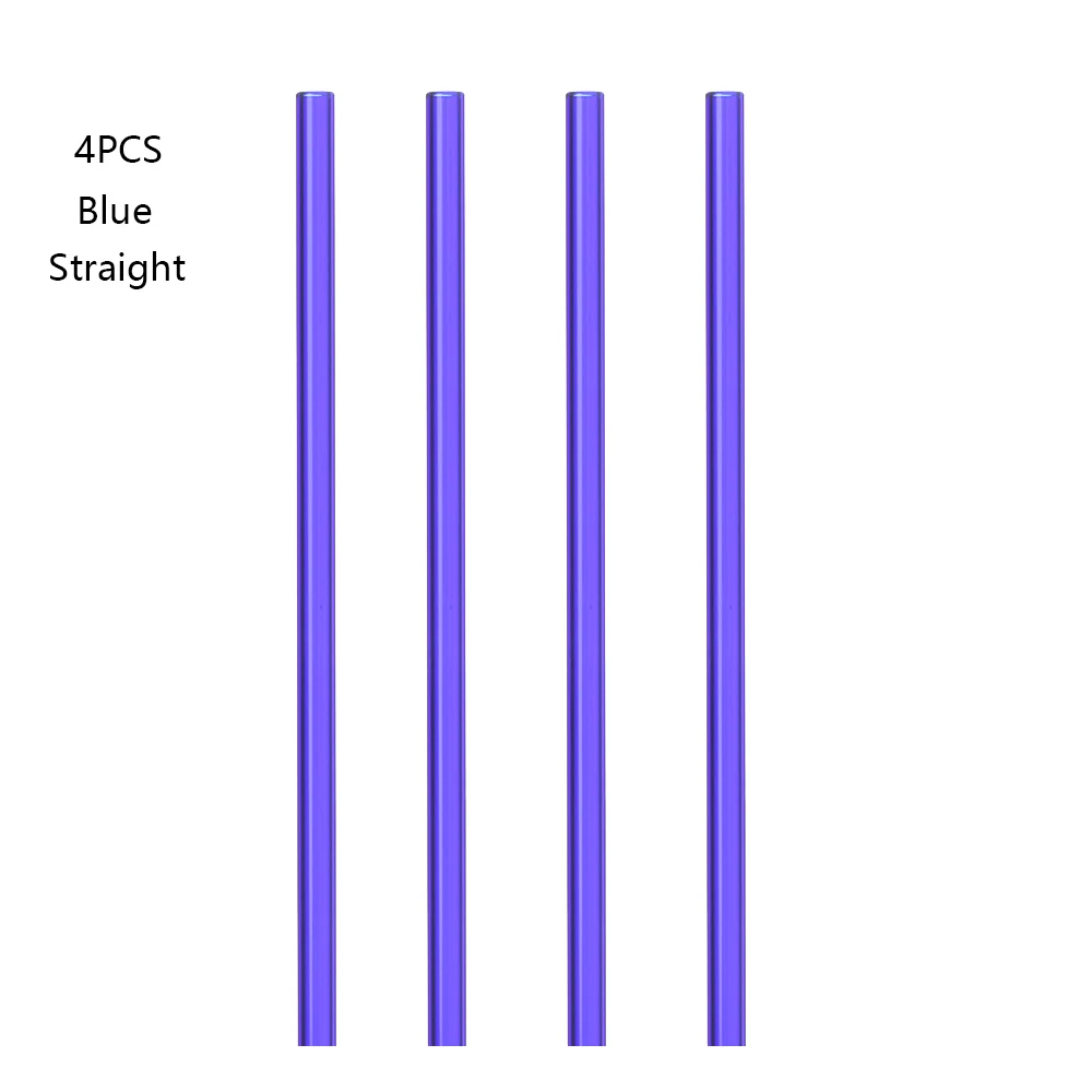 4 шт./лот, прямые или изогнутые формы, многоразовые экологические стеклянные соломинки для здоровья ребенка, для свадьбы, дня рождения, вечеринки, для питья - Цвет: Straight blue