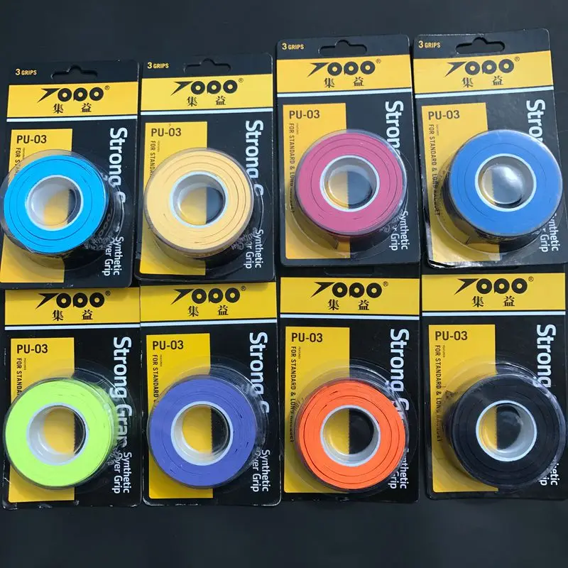 

(4 pack=12pcs )TOPO PU smooth Badminton overGrips,tennis grips,Sticky feel rackets grips Sweatband