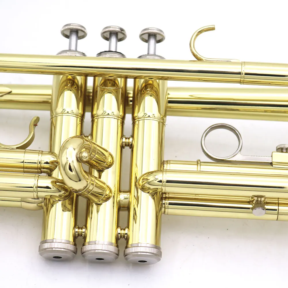 Bb труба B плоский латунный позолоченный Изысканный прочный музыкальный инструмент с мундштуком перчатки ремень Чехол