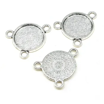 

20pcs/Lot 3 Holes Connector Style 16mm Inner Size Round Antique Silver Color Base Setting Jewelry Accessories