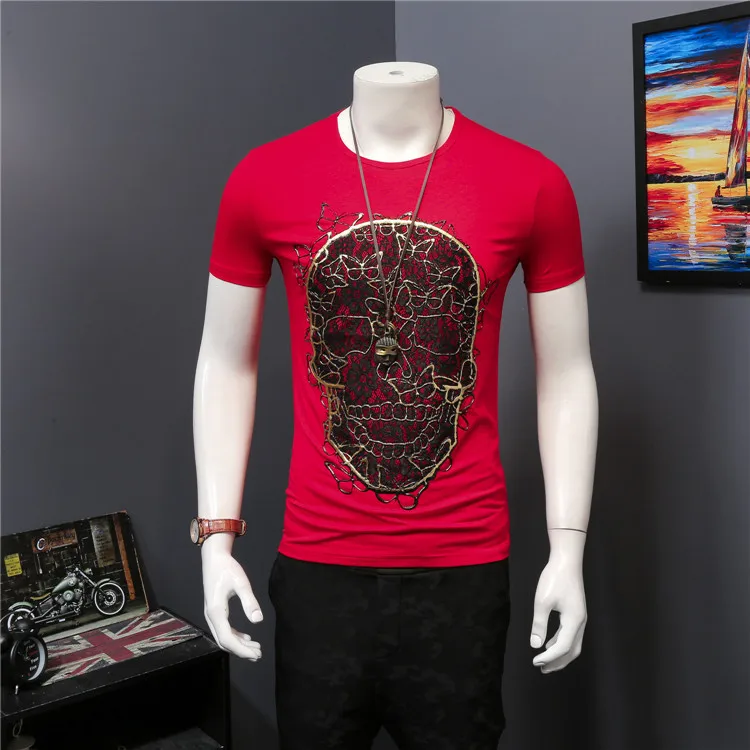 

High Quality 2017 New Arrival CosMaMa brand clothing mens summer printed o-neck skull cotton short sleeve fashion cool t-shirt