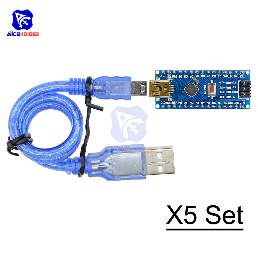 Плата микроконтроллера 5 шт./лот Nano V3.0 3 0 Mini USB драйвер Atmega328P AU MCU ATmega328 ATmega328P плата