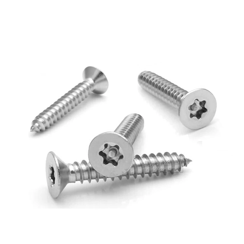 100Pcs Safty Screws Stainless Steel Self Tapping Flat Head Anti Theft