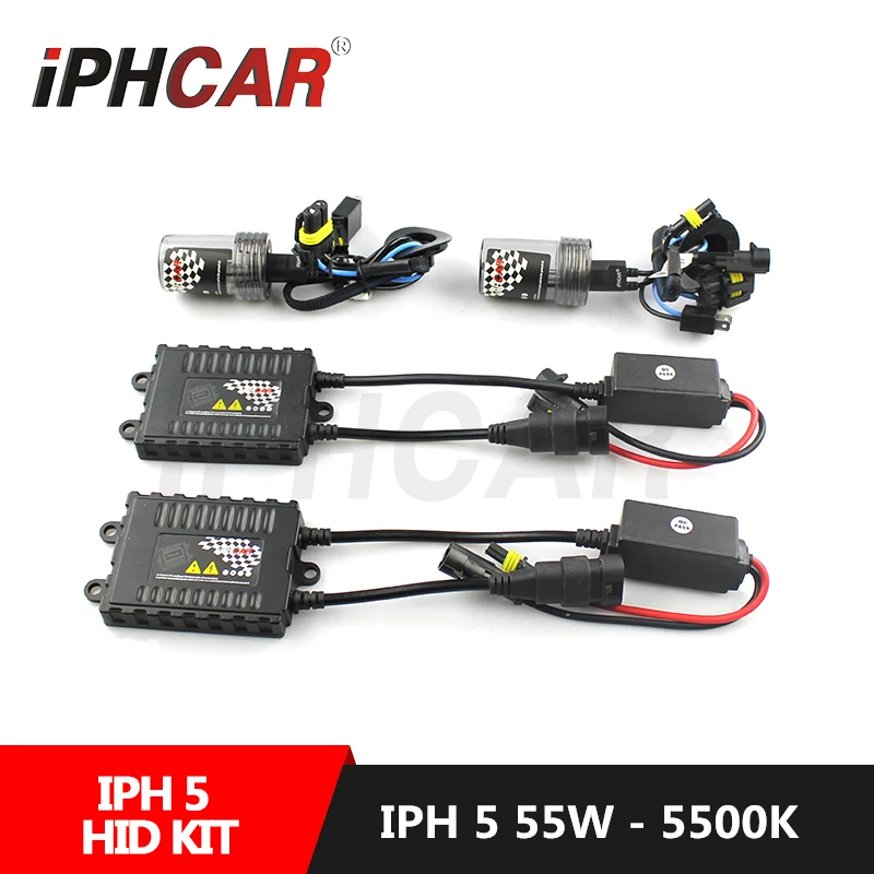 Free Shipping IPHCAR Car Styling 55W Xenon Hid Kit for H1 Projector Lens H1 H4 H7 H8 H11 9005 9006 HID Xenon Kit AC Slim Ballast