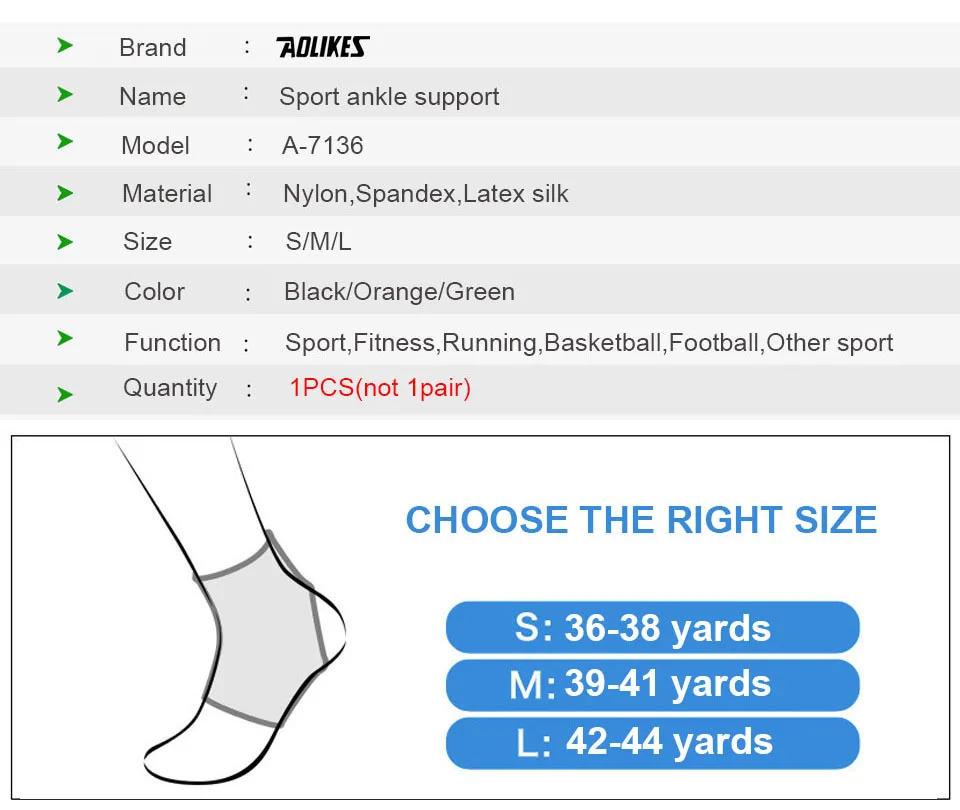 AOLIKES 1 шт. эластичный поддерживающий лодыжку фитнес компрессионный протектор лодыжки баскетбольный Теннисный Ремень спортивный бандажный коврик фиксатор лодыжки