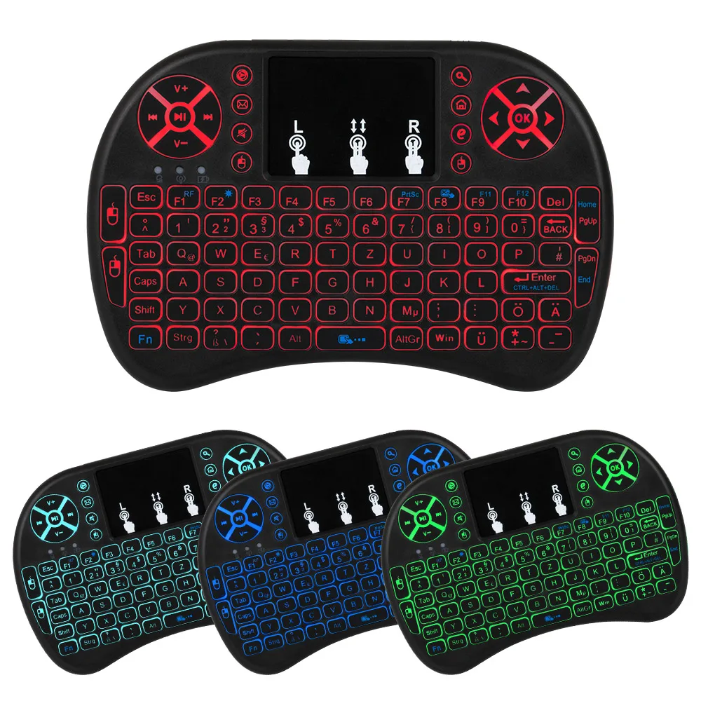 4 Color Backlit font b Mini b font Computer keyboard Air Mouse 2 4ghz German Language